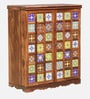 Siramika Sheesham Wood Bar Cabinet In Rustic Teak Finish