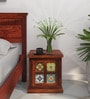Siramika Sheesham Wood Bedside Table (Lhs Door) In Honey Oak Finish