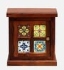 Siramika Sheesham Wood Bedside Table (Lhs Door) In Honey Oak Finish