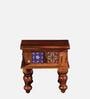Siramika Sheesham Wood Bedside Table In Honey Oak Finish