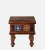 Siramika Sheesham Wood Bedside Table In Honey Oak Finish