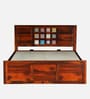 Siramika Sheesham Wood King Size Bed In Honey Oak Finish With Hydraulic Storage Siramika Sheesham Wood King Size Bed In Honey Oak Finish With Hydraulic Storage