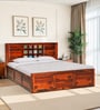 Siramika Sheesham Wood King Size Bed In Honey Oak Finish  With Hydraulic Storage