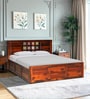 Siramika Sheesham Wood King Size Bed In Honey Oak Finish With Hydraulic Storage Siramika Sheesham Wood King Size Bed In Honey Oak Finish With Hydraulic Storage