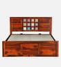 Siramika Sheesham Wood King Size Bed In Honey Oak Finish  With Hydraulic Storage