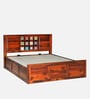 Siramika Sheesham Wood King Size Bed In Honey Oak Finish  With Hydraulic Storage