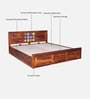 Siramika Sheesham Wood King Size Bed In Honey Oak Finish With Hydraulic Storage