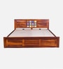 Siramika Sheesham Wood King Size Bed In Honey Oak Finish With Hydraulic Storage
