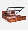Siramika Sheesham Wood King Size Bed In Honey Oak Finish With Hydraulic Storage