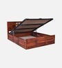 Siramika Sheesham Wood King Size Bed In Honey Oak Finish With Hydraulic Storage