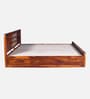 Siramika Sheesham Wood King Size Bed In Honey Oak Finish With Hydraulic Storage