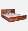 Siramika Sheesham Wood King Size Bed In Honey Oak Finish With Hydraulic Storage