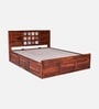 Siramika Sheesham Wood King Size Bed In Honey Oak Finish With Hydraulic Storage