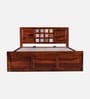 Siramika Sheesham Wood King Size Bed In Honey Oak Finish With Hydraulic Storage