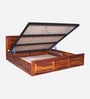 Siramika Sheesham Wood King Size Bed In Honey Oak Finish With Hydraulic Storage