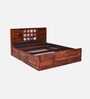 Siramika Sheesham Wood King Size Bed In Honey Oak Finish With Hydraulic Storage