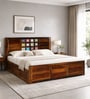 Siramika Sheesham Wood King Size Bed In Provincial Teak Finish  With Hydraulic  Storage