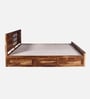 Siramika Sheesham Wood King Size Bed In Rustic Teak Finish With Hydraulic Storage