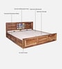 Siramika Sheesham Wood King Size Bed In Rustic Teak Finish With Hydraulic Storage