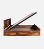 Siramika Sheesham Wood King Size Bed In Rustic Teak Finish With Hydraulic Storage