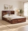 Siramika Sheesham Wood King Size Bed In Provincial Teak Finish With Hydraulic Storage