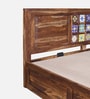 Siramika Sheesham Wood King Size Bed In Rustic Teak Finish With Hydraulic Storage