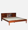 Siramika Sheesham Wood Queen Size Bed In Honey Oak Finish