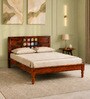 Siramika Sheesham Wood Queen Size Bed In Honey Oak Finish
