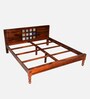 Siramika Sheesham Wood Queen Size Bed In Honey Oak Finish