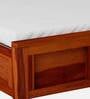 Siramika Sheesham Wood Queen Size Bed In Honey Oak Finish With Box Storage