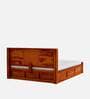 Siramika Sheesham Wood Queen Size Bed In Honey Oak Finish With Box Storage