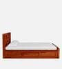 Siramika Sheesham Wood Queen Size Bed In Honey Oak Finish With Box Storage