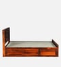Siramika Sheesham Wood Queen Size Bed In Honey Oak Finish With Hydraulic Storage Siramika Sheesham Wood Queen Size Bed In Honey Oak Finish With Hydraulic Storage