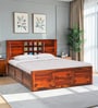 Siramika Sheesham Wood Queen Size Bed In Honey Oak Finish With Hydraulic  Storage