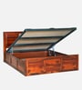 Siramika Sheesham Wood Queen Size Bed In Honey Oak Finish With Hydraulic  Storage