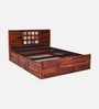 Siramika Sheesham Wood Queen Size Bed In Honey Oak Finish With Hydraulic Storage Siramika Sheesham Wood Queen Size Bed In Honey Oak Finish With Hydraulic Storage