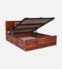 Siramika Sheesham Wood Queen Size Bed In Honey Oak Finish With Hydraulic Storage Siramika Sheesham Wood Queen Size Bed In Honey Oak Finish With Hydraulic Storage