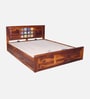 Siramika Sheesham Wood Queen Size Bed In Honey Oak Finish With Hydraulic Storage
