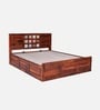 Siramika Sheesham Wood Queen Size Bed In Honey Oak Finish With Hydraulic Storage Siramika Sheesham Wood Queen Size Bed In Honey Oak Finish With Hydraulic Storage