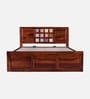 Siramika Sheesham Wood Queen Size Bed In Honey Oak Finish With Hydraulic Storage Siramika Sheesham Wood Queen Size Bed In Honey Oak Finish With Hydraulic Storage