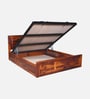 Siramika Sheesham Wood Queen Size Bed In Honey Oak Finish With Hydraulic Storage