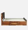 Siramika Sheesham Wood Queen Size Bed In Provincial Teak Finish With Hydraulic Storage Siramika Sheesham Wood Queen Size Bed In Provincial Teak Finish With Hydraulic Storage