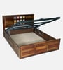 Siramika Sheesham Wood Queen Size Bed In Provincial Teak Finish With Hydraulic Storage Siramika Sheesham Wood Queen Size Bed In Provincial Teak Finish With Hydraulic Storage