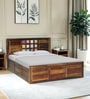 Siramika Sheesham Wood Queen Size Bed In Provincial Teak Finish With Hydraulic Storage Siramika Sheesham Wood Queen Size Bed In Provincial Teak Finish With Hydraulic Storage
