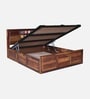 Siramika Sheesham Wood Queen Size Bed In Provincial Teak Finish With Hydraulic Storage