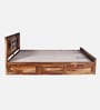 Siramika Sheesham Wood Queen Size Bed In Rustic Teak Finish With Hydraulic Storage