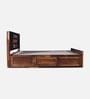 Siramika Sheesham Wood Queen Size Bed In Provincial Teak Finish With Hydraulic Storage