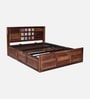 Siramika Sheesham Wood Queen Size Bed In Provincial Teak Finish With Hydraulic Storage