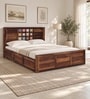 Siramika Sheesham Wood Queen Size Bed In Provincial Teak Finish With Hydraulic Storage