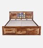 Siramika Sheesham Wood Queen Size Bed In Rustic Teak Finish With Hydraulic Storage Siramika Sheesham Wood Queen Size Bed In Rustic Teak Finish With Hydraulic Storage
